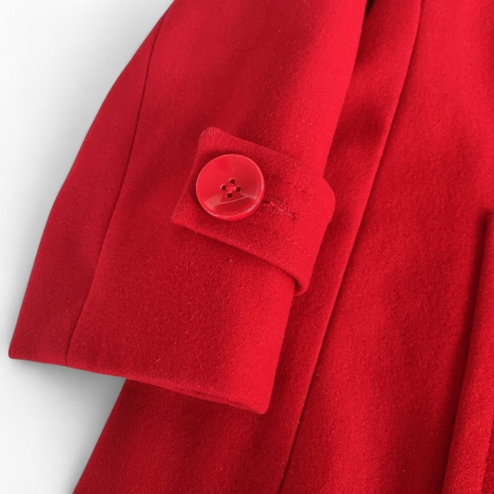 Centigrade Vibrant Red Wool-Blend Single Breasted Button-Up Pea Coat Size XS - Picture 10 of 13